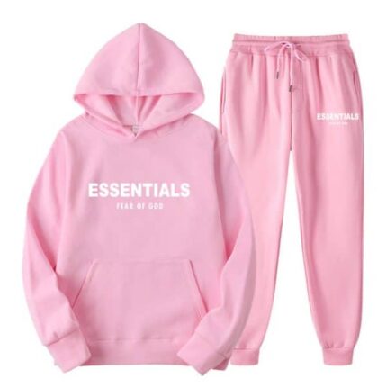Fear of God Essential Hoodie Pink Tracksuit